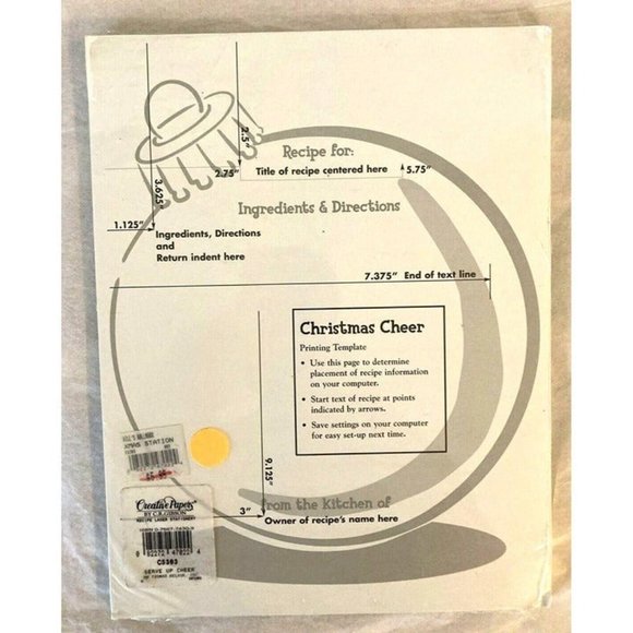 RECIPE LASER STATIONERY 50 SHEETS 8.5" x 11" SERVE UP SOME CHRISTMAS CHEER ~ NEW - Picture 2 of 2